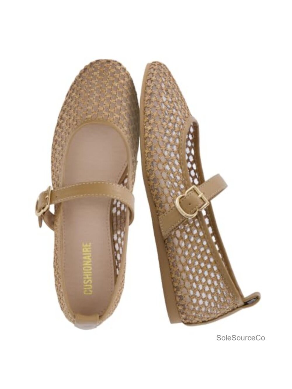 CUSHIONAIRE Women's Mesh Mary Jane Flats Comfort Memory Foam Slip On